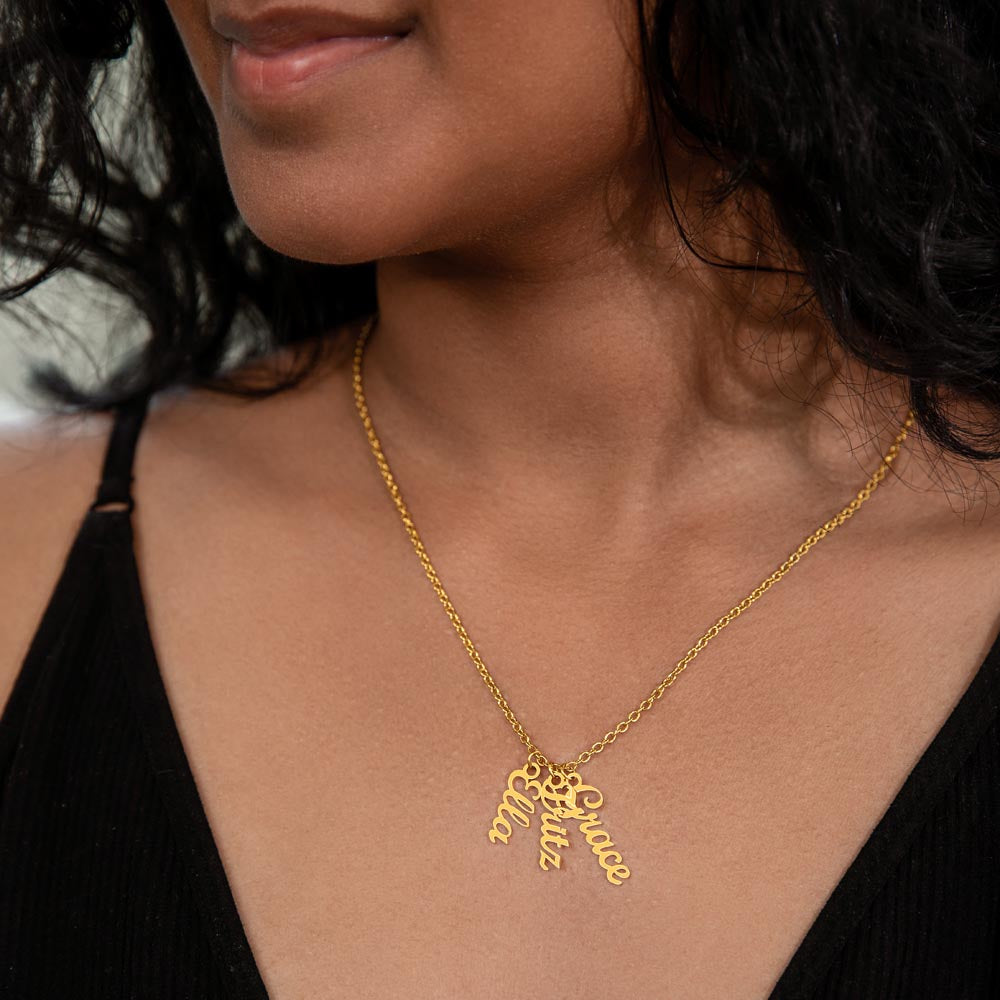 Multi Name Vertical Necklace