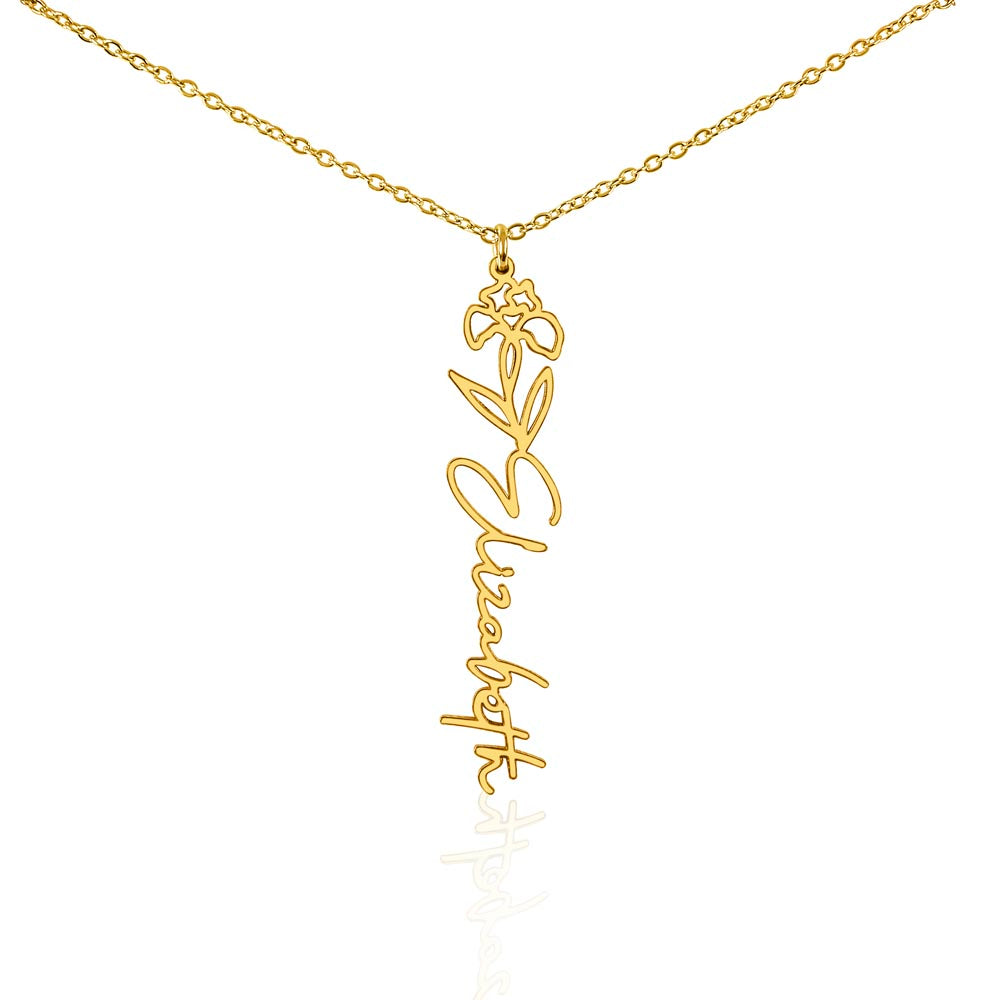 Custom Flower Name Necklace