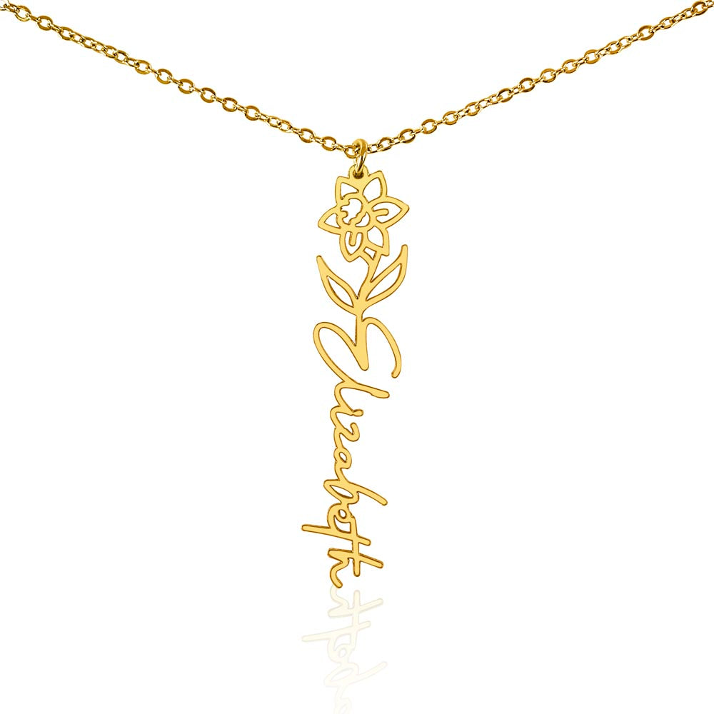 Custom Flower Name Necklace