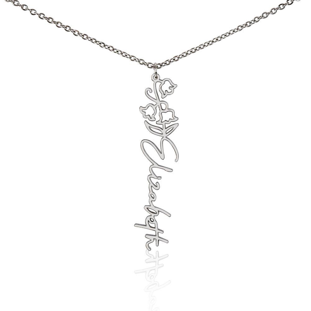 Custom Flower Name Necklace