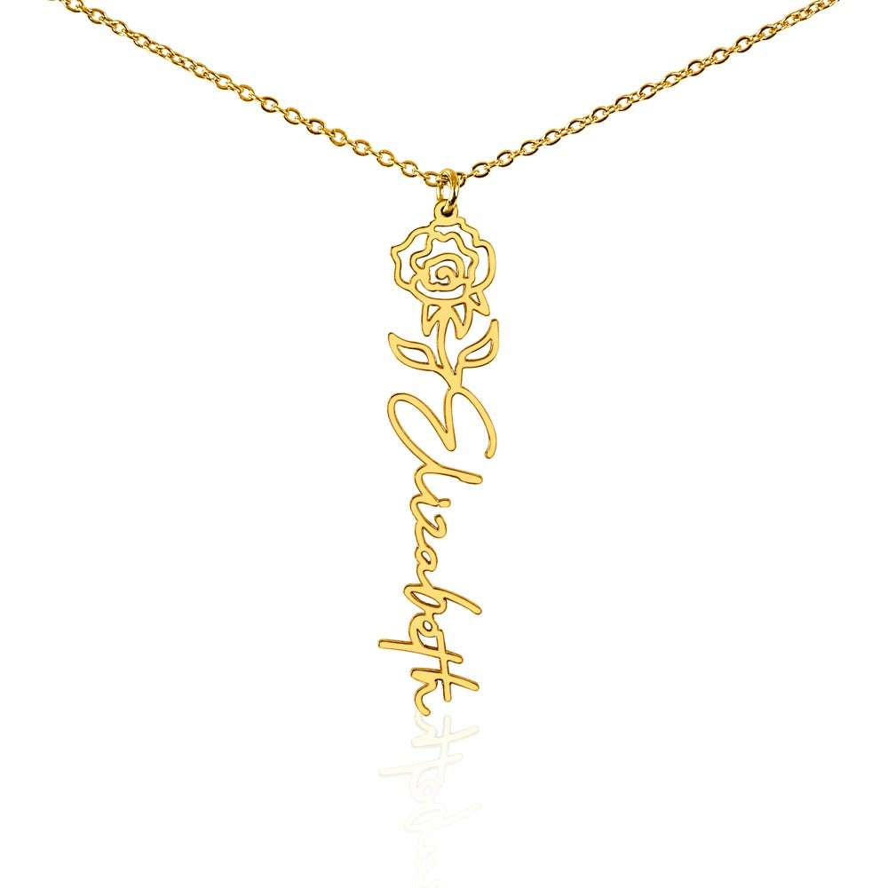 Custom Flower Name Necklace