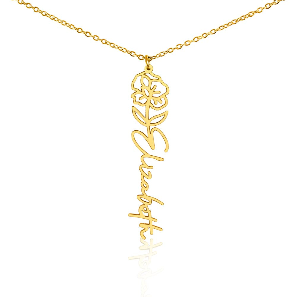 Custom Flower Name Necklace