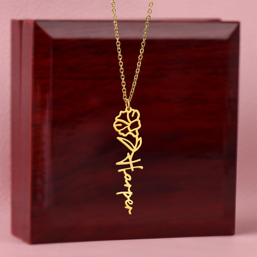Custom Flower Name Necklace