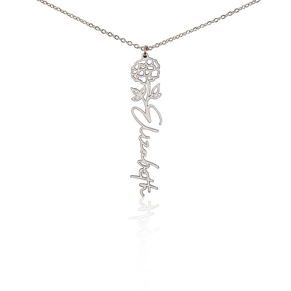 Custom Flower Name Necklace