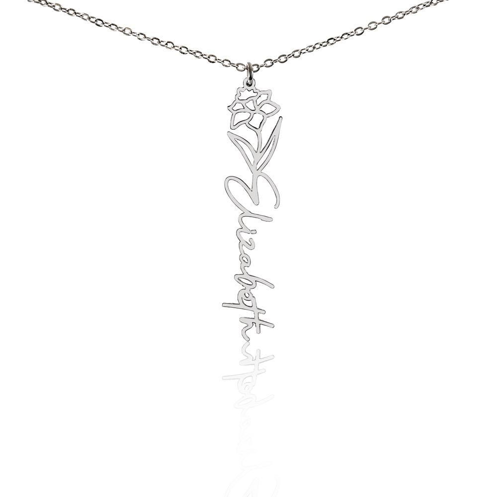 Custom Flower Name Necklace