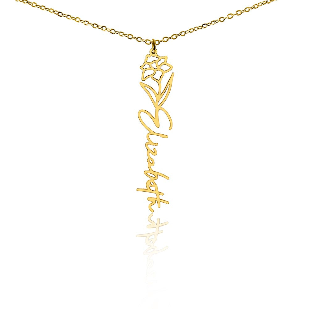 Custom Flower Name Necklace