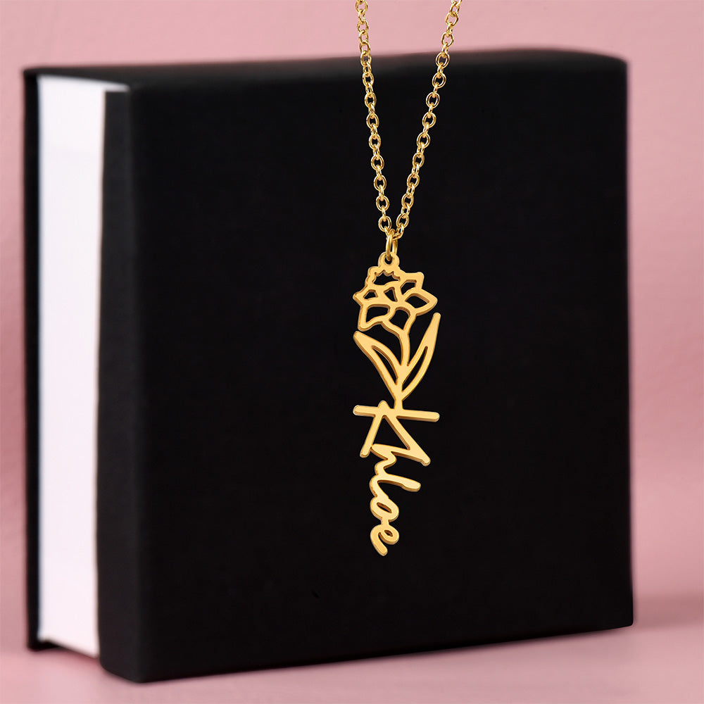 Custom Flower Name Necklace