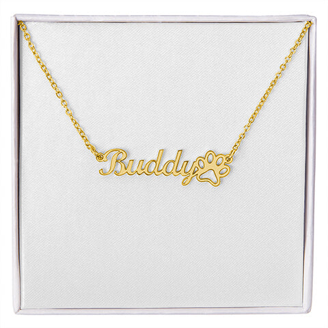 Personalized Paw Print Name Necklace