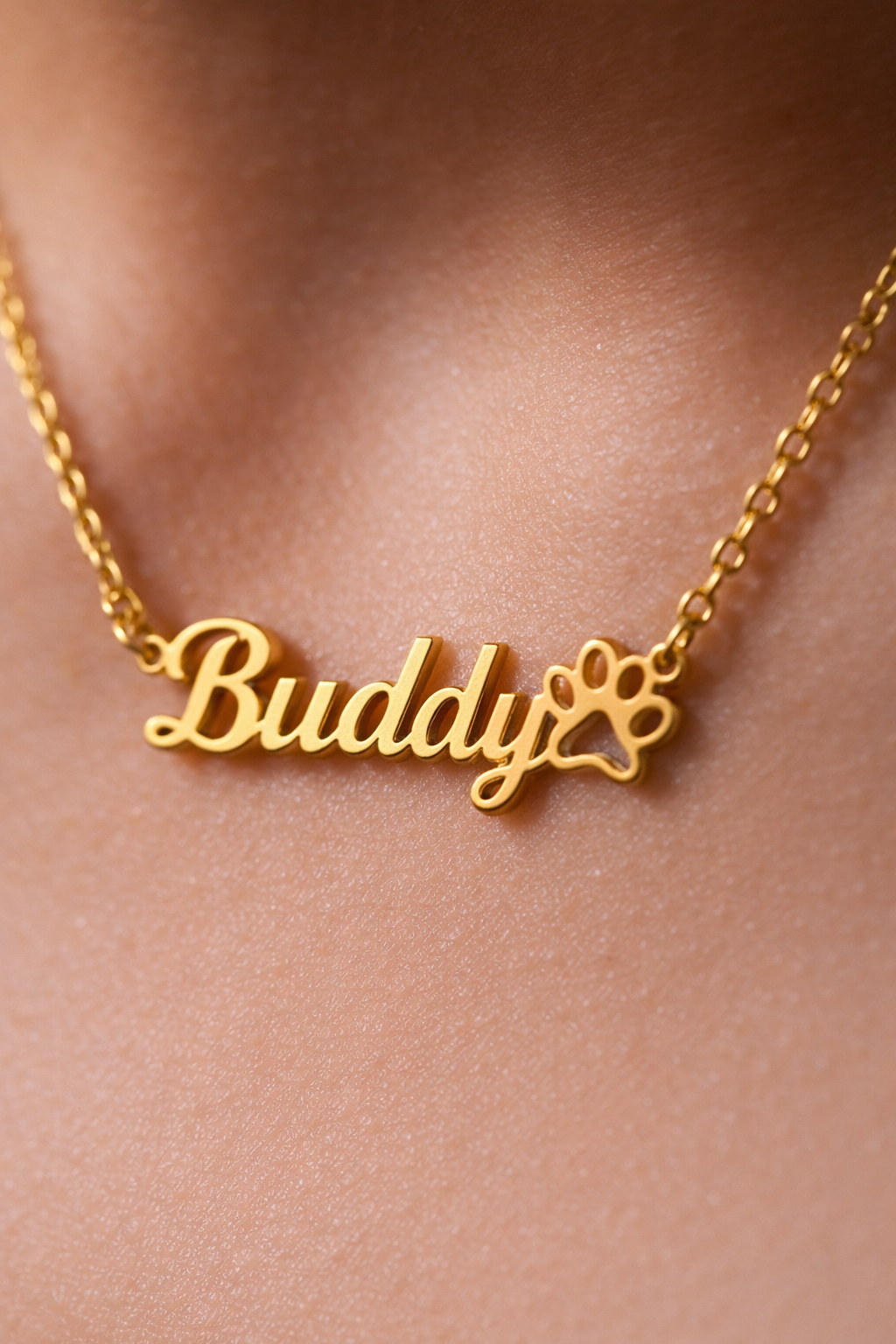 Personalized Paw Print Name Necklace