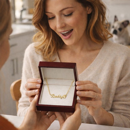 Personalized Paw Print Name Necklace
