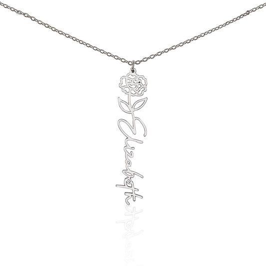 Custom Flower Name Necklace