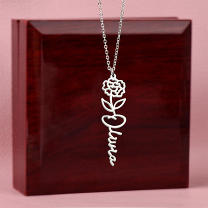 Custom Flower Name Necklace