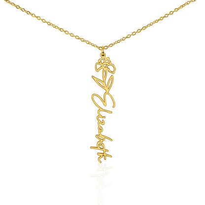 Custom Flower Name Necklace