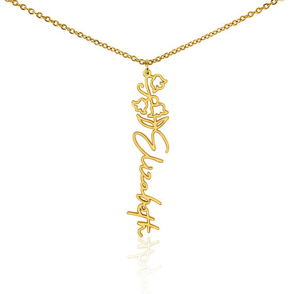 Custom Flower Name Necklace