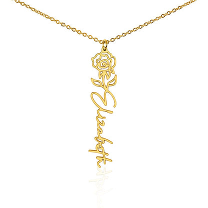 Custom Flower Name Necklace