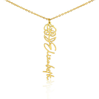 Custom Flower Name Necklace