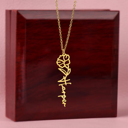 Custom Flower Name Necklace