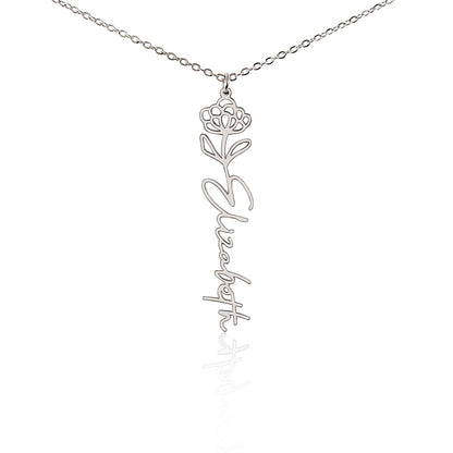 Custom Flower Name Necklace