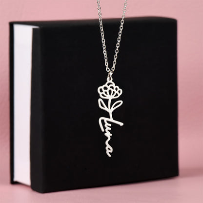 Custom Flower Name Necklace