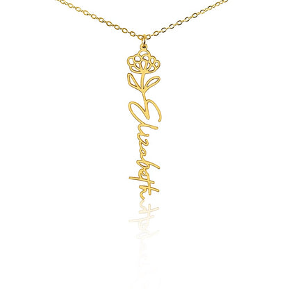 Custom Flower Name Necklace