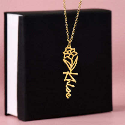 Custom Flower Name Necklace